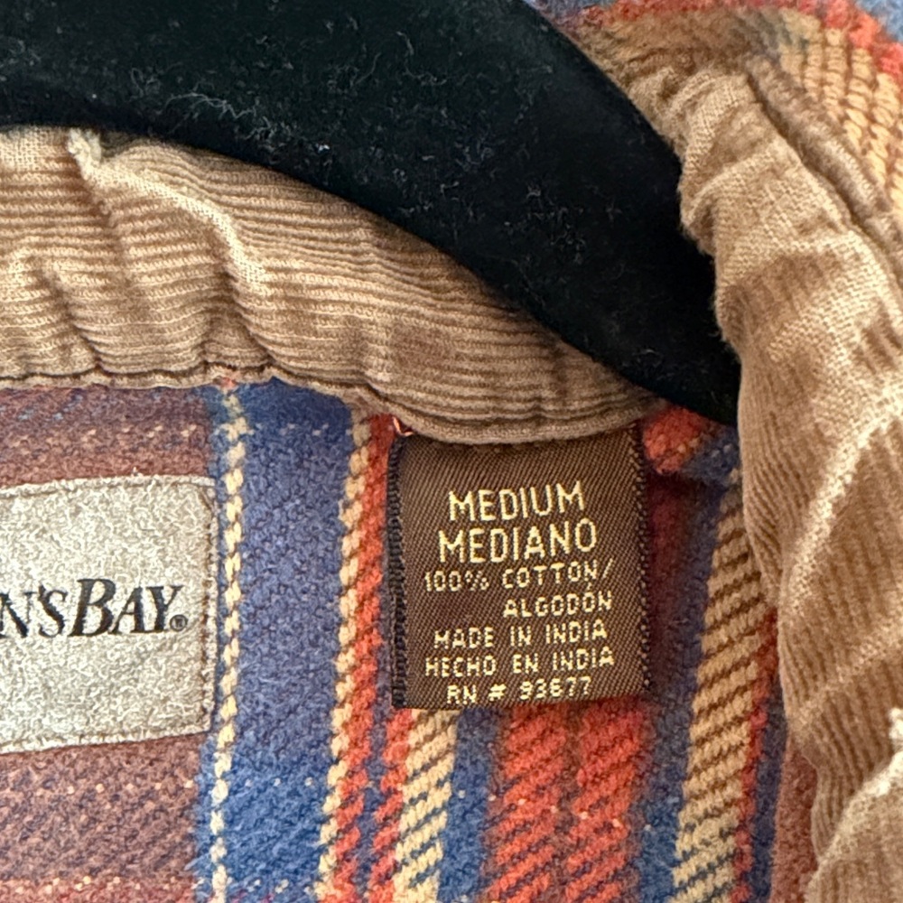 St. John's Bay Brown, Blue & Orange Plaid Corduroy-Trim Shirt - Picture 3 of 9